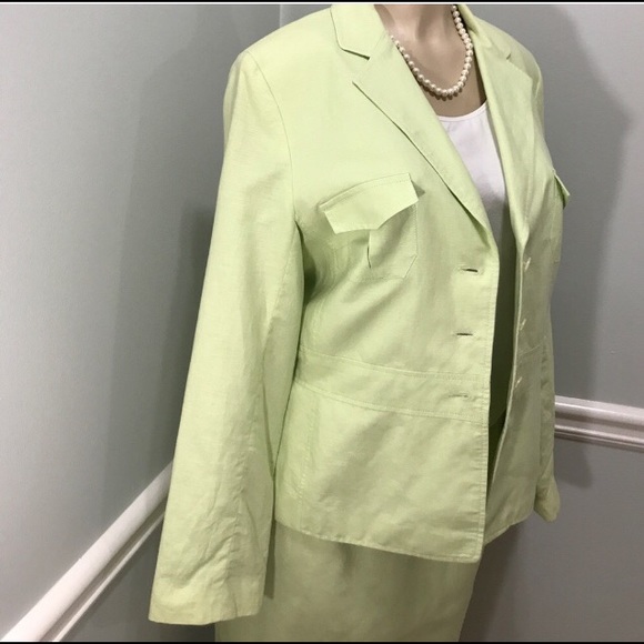 Kasper Lime Green Linen skirt size 12 - Picture 4 of 8